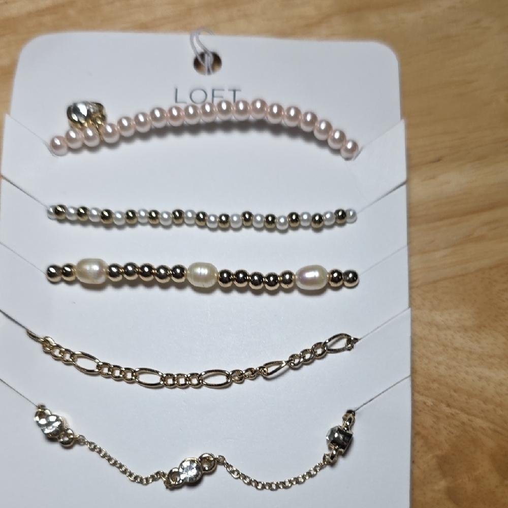 LOFT Gold and Pearl Bracelet Set